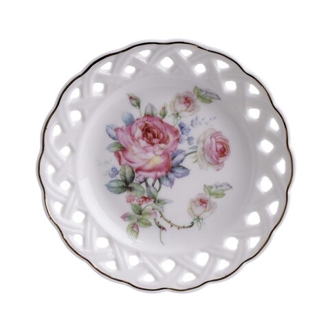 Serviciu pentru desert, InArt, 6 piese, portelan, alb/roz
