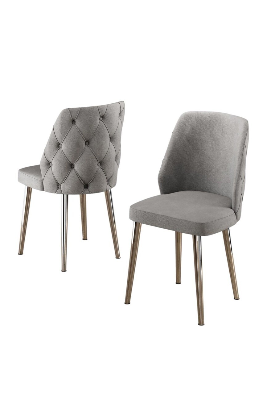 Set scaune 4 piese, Hanah Home, Leja, Gri/Crom — imaginea 2