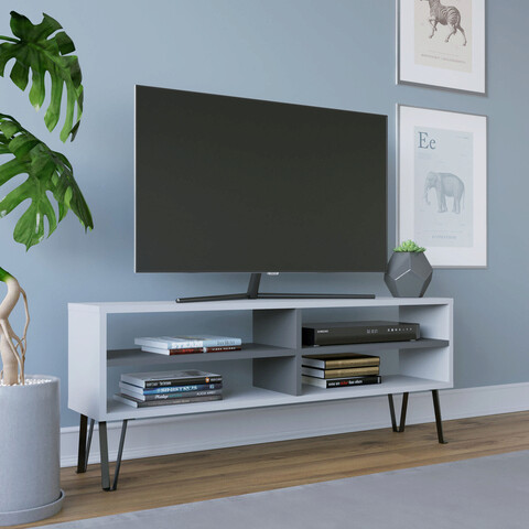 Comoda tv, retricy, farrar, 120x25x46.6 cm, pal, alb / antracit
