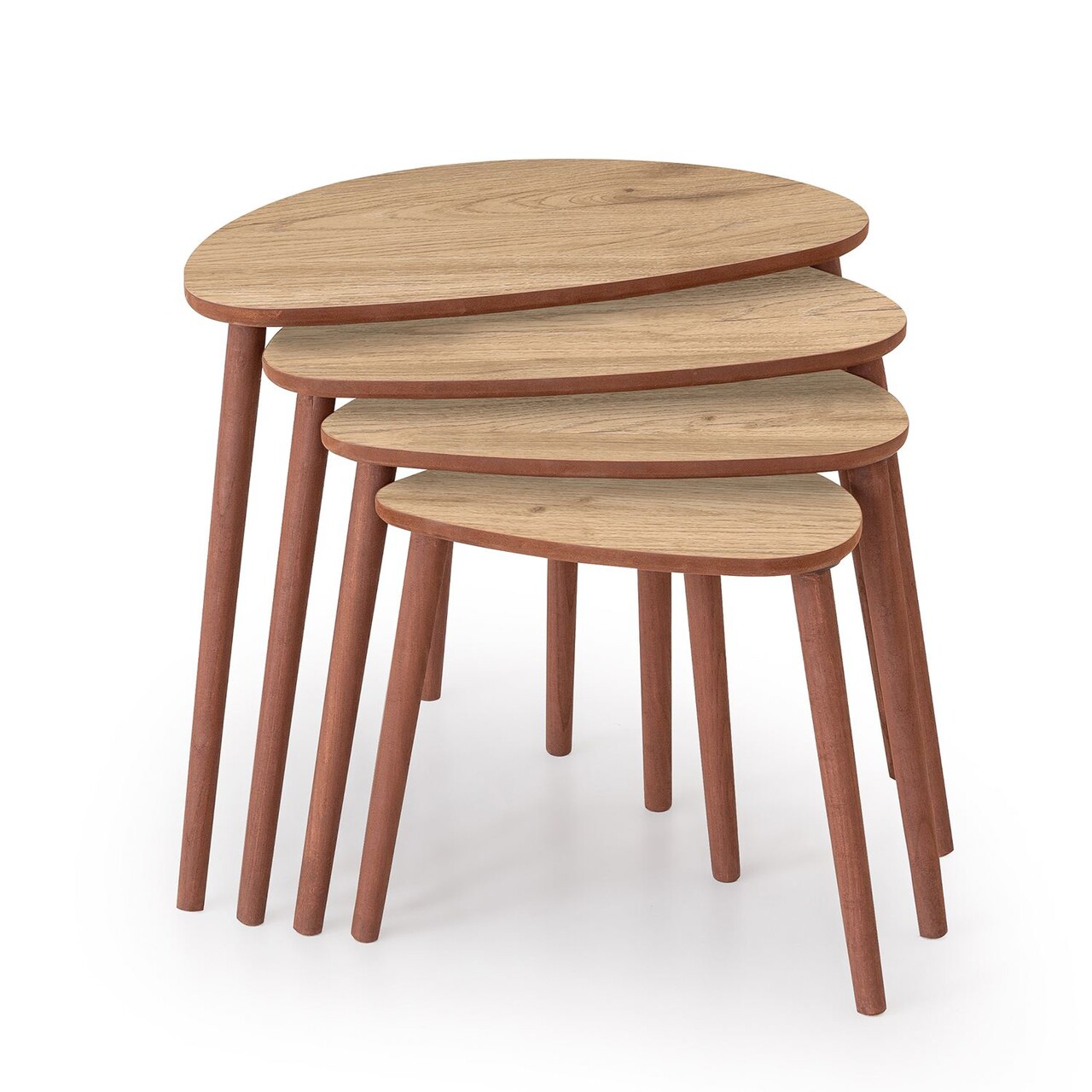Set masute Nesting 4 piese, Hanah Home, Nora, Stejar - imagine 3