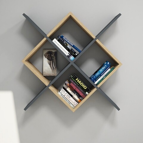 Raft pentru perete semo, puqa design, 79x19,6x79 cm, safir/antracit