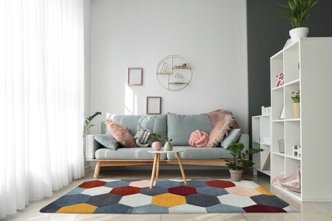 Covor Homeycomb Bedora, 100×200 cm, 100% lana, multicolor, finisat manual Bedora