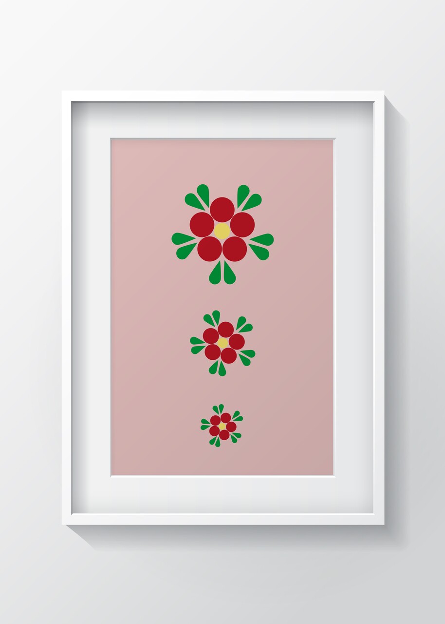 Tablou decorativ Flower Matryoshka, Oyo Kids, 29x24 cm, lemn/MDF, multicolor