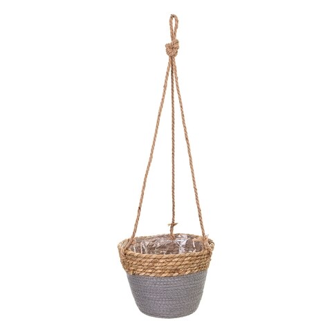 Ghiveci suspendabil, Creaciones Meng, 20x16 cm, stuf, natural/gri