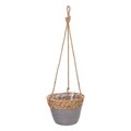 Ghiveci suspendabil, Creaciones Meng, 20x16 cm, stuf, natural/gri