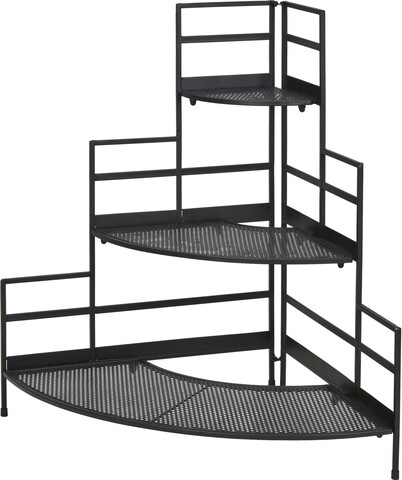 Suport pentru ghivece Industial Corner, 84x60x84 cm, metal, negru