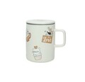 Cana cu infuzor si capac, Cats, Brandani, 8x11.5 cm, portelan New Bone China/inox