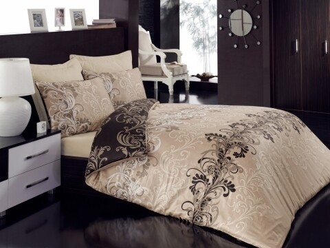 Lenjerie de pat dubla, 6 piese, 240x260 cm, 100% bumbac satinat, Cotton Box, Cemile