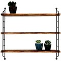 Raft de perete, Evila Originals, Wr088, 60x57x15 cm, Lemn masiv, Nuc negru
