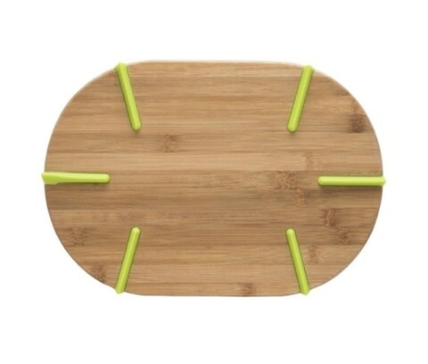 Tocator din bambus cu silicon greta, ambition, 32x23 cm, natural/verde