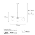 Lustra, Fulgor, 942FLG1106, Metal, Negru / Auriu / Alb
