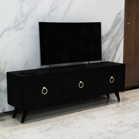 Comoda TV PERLA, Gauge Concept, 150x33x50 cm, PAL, tec/alb Comode