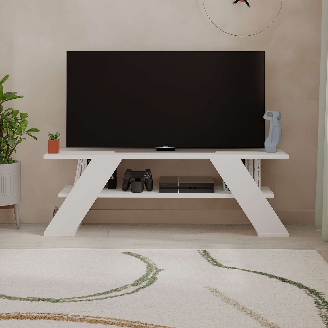 Comoda TV, Hanah Home, Farfalla, 120x40x33.5 cm, PAL, Alb - view 2