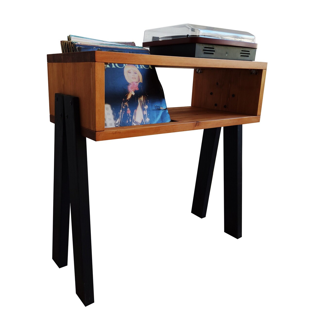 Suport pentru pick-up, Hanah Home, CPT2012-80, 80x85x40 cm, Lemn, Teak / Negru - view 4