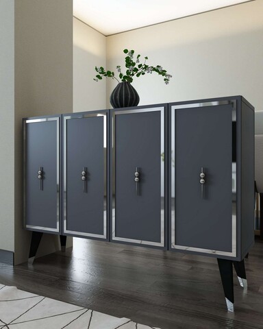 Consola, Hanah Home, 8172KM-32, 120x80x29.6 cm, PAL , Antracit / Argintiu