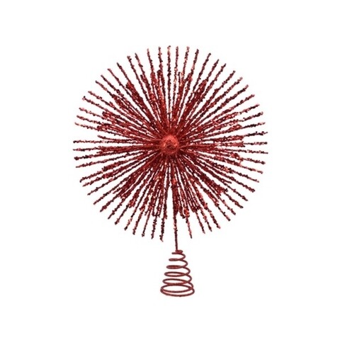 Varf decorativ pentru brad Star sparkles, Decoris, 28.5x37.5 cm, plastic, rosu