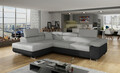 Coltar extensibil stanga 4 locuri, ELTAP, Anton, 272x203x85 cm, lemn/poliester, gri deschis/negru
