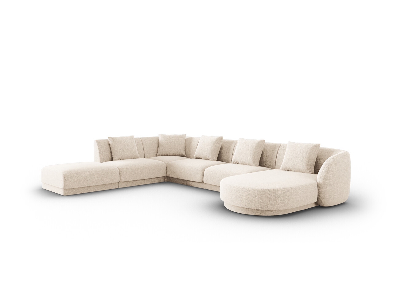 Coltar panoramic stanga 6 locuri, Tulum, Cosmopolitan Design, 330x255x70 cm, tesatura chenille, bej deschis - 1 | YEO