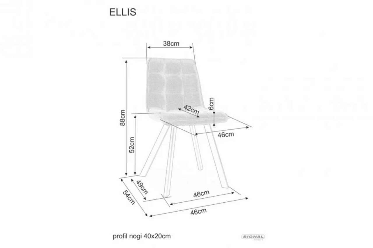 Scaun Ellis Bjorn, Signal, 46x42x88 cm, textil/otel, gri/negru