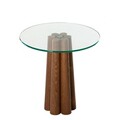 Masuta de cafea, Neostill, Thales, 50x50x50 cm, Sticla temperata, Nuc / Transparent