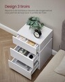 Noptiera 3 sertare si iluminare LED, Vasagle. 40x35x55 cm, MDF, alb