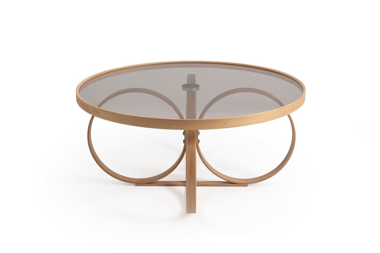 Masuta de cafea, Hanah Home, Tokyo, 100x47x100 cm, 100% SOLID OAK WOOD, Stejar - imagine 2