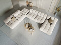 Coltar panoramic modular stanga 7 locuri, Bellis-51, Micadoni Home, 376x282x70 cm, catifea, bej inchis