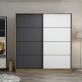 Dulap pentru haine, Minerva, Kale, 180x190x52 cm, PAL, Dore / Antracit / Alb