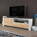Comoda TV, Retricy, Piedmont, 160x36.8x46 cm, PAL, Stejar alb