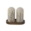 Set solnita si pipernita in suport, Bloomingville, Bea, 12.5x5.5x11 cm, 50 ml, ceramica/lemn de salcam, natural