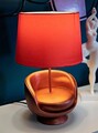 Lampa de masa Midcentury, Mauro Ferretti, 1 x E27, 40W, 26x43 cm, polirasina/fier, rosu