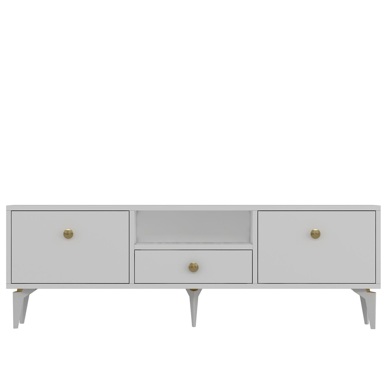 Comoda TV, Hanah Home, 1300-DROP-1, 140x49x30 cm, PAL , Alb/Auriu - view 3