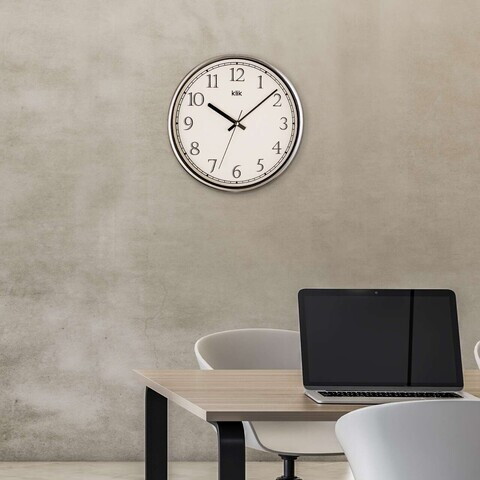 Ceas de perete decorativ, Slim, 90% PLASTIC/10% STICLĂ, Dimensiune: 30,5 x 30,5 cm, Argintiu