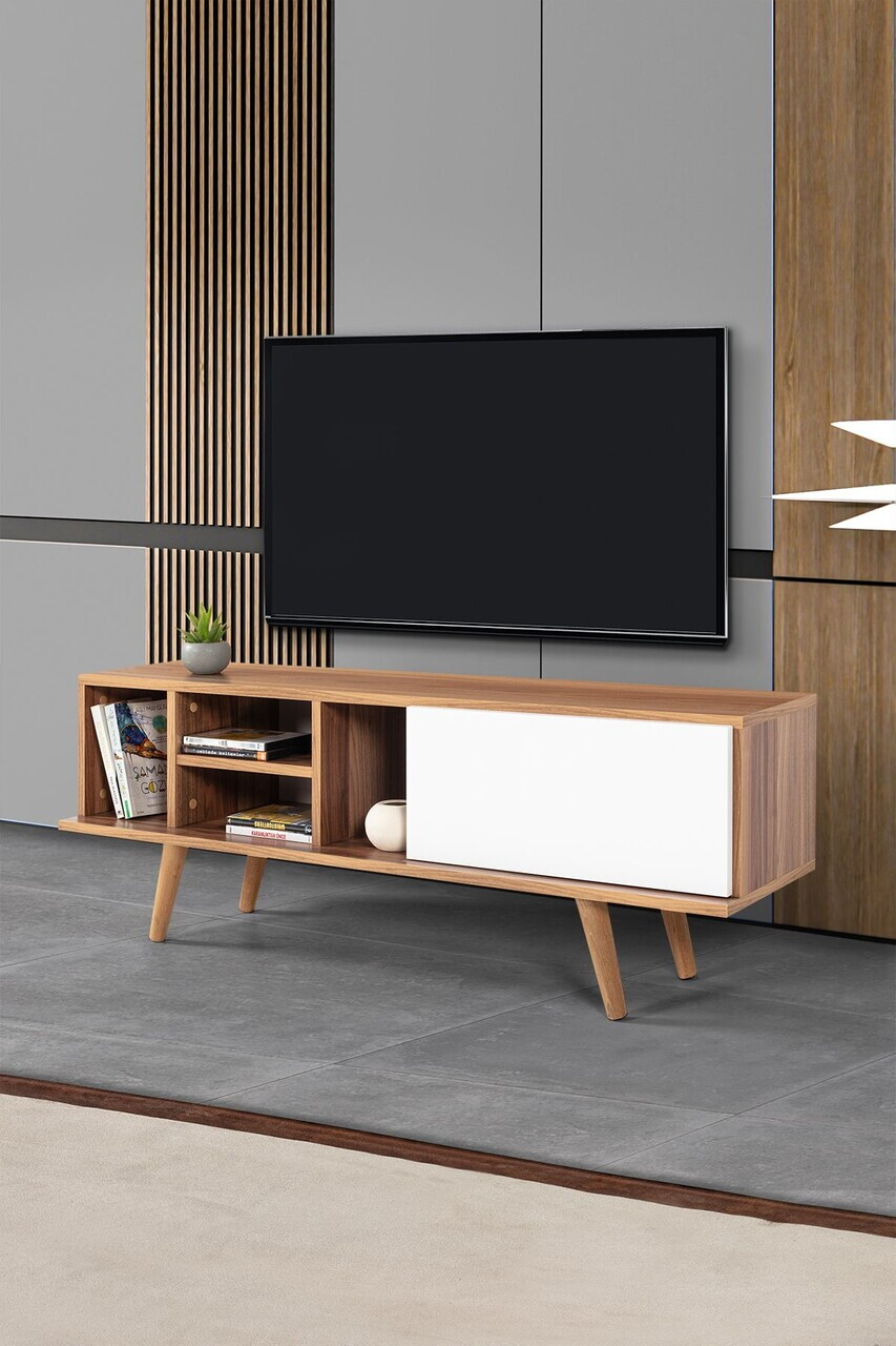 Comoda TV, Hanah Home, Ela 3333, 130x47x35 cm, PAL, Nuc/Alb — imaginea 4