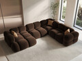 Coltar panoramic dreapta 5 locuri, Loretto, Cosmopolitan Design, 345x250x68 cm, catifea, ciocolata