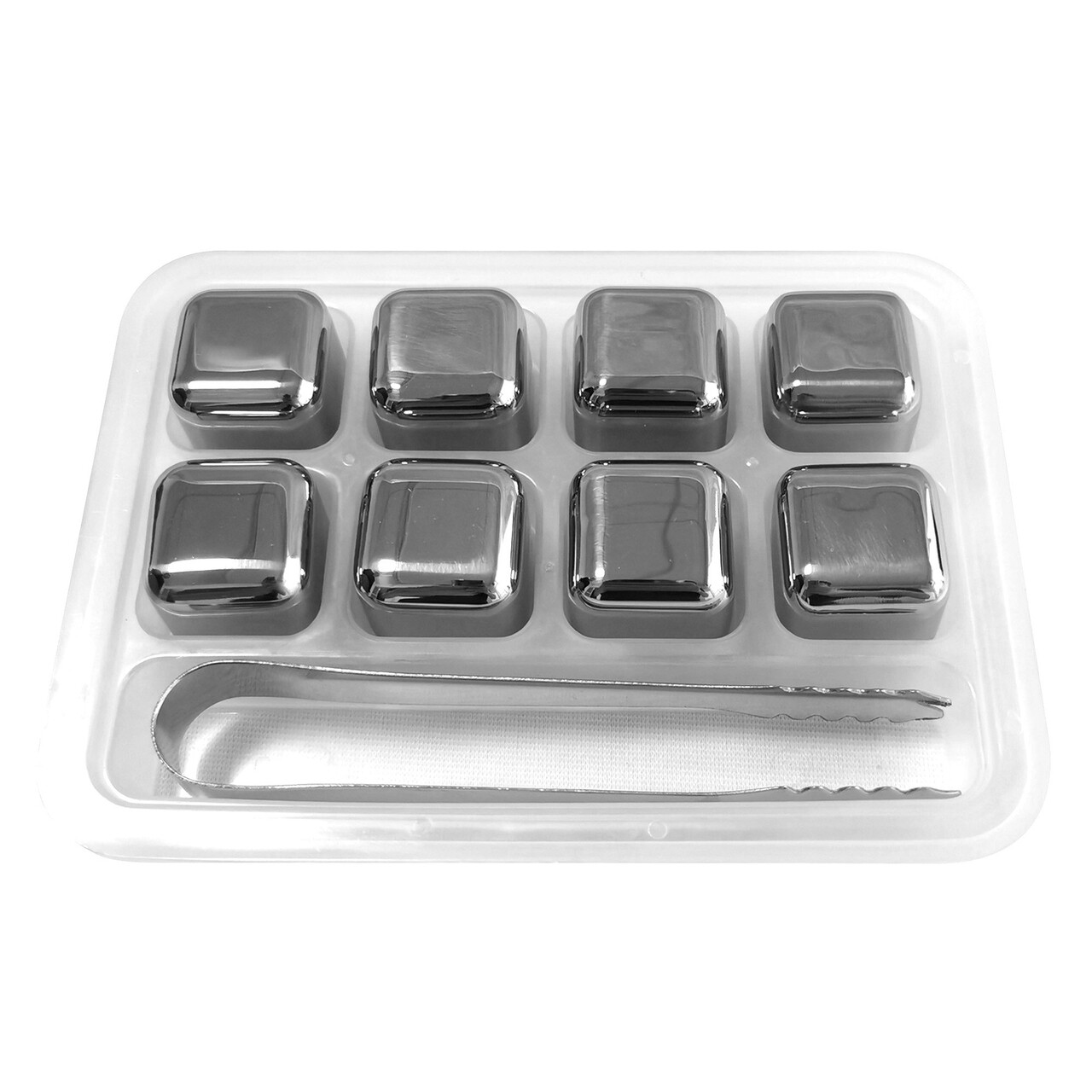 Set 8 cuburi pentru racirea bauturilor si cleste, inox - Zokura - imagine 3