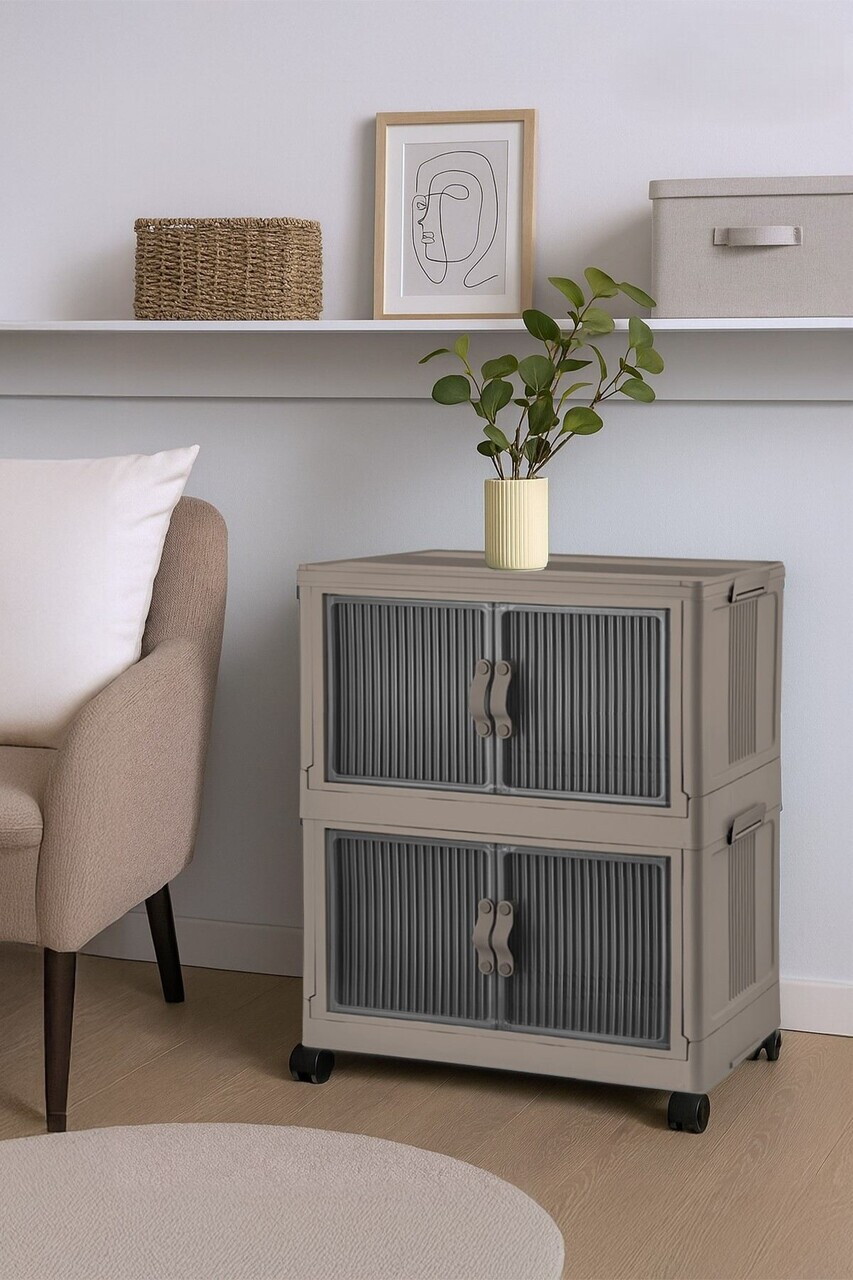 Dulap multifunctional, Hanah Home, Lavine 67, 32x67x56 cm, PLASTIC, Albastru deschis — imaginea 2