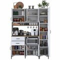 Dulap multifunctional, Hanah Home, JE260, 160x218.6x45 cm, Alb/Maro