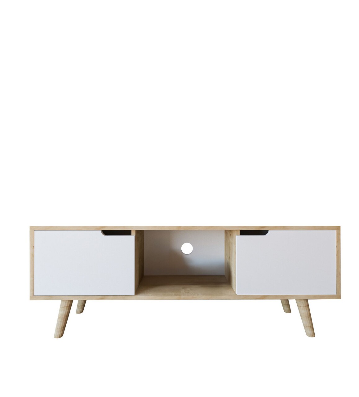 Comoda TV, Hanah Home, Siena, 139.7x53x53 cm, PAL, Stejar Safir / Alb - imagine 4