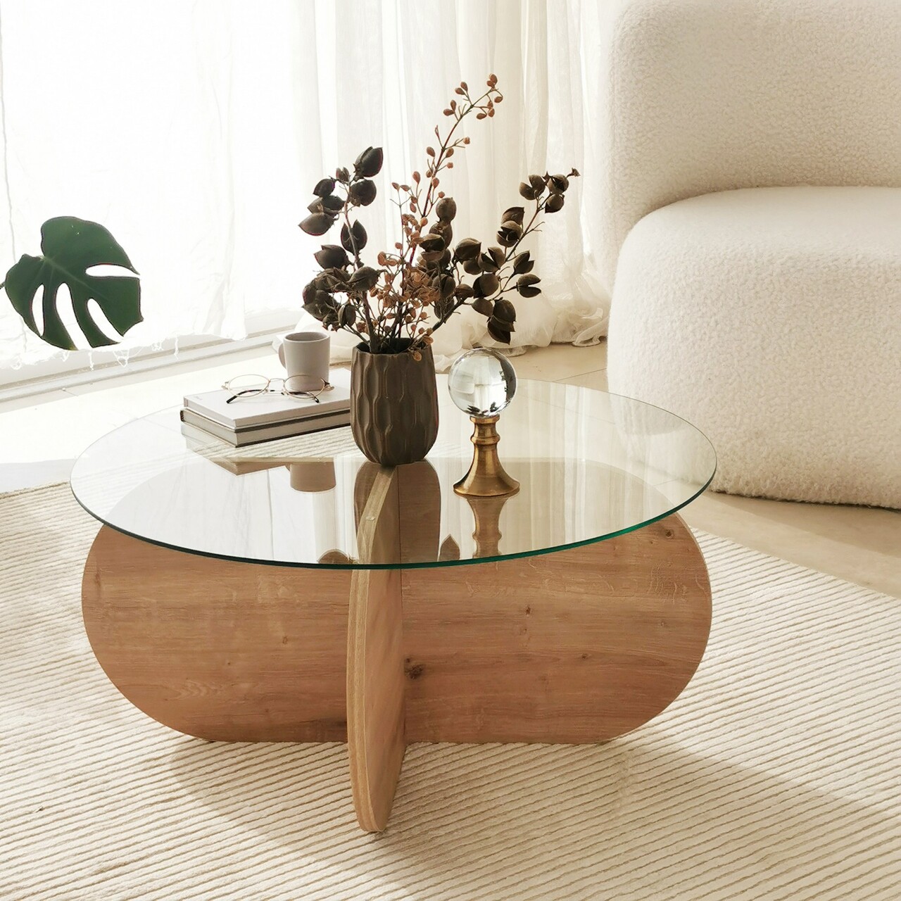 Masuta de cafea, Neostill, Bubble, 75x35x75 cm, Sticla temperata , Maro - 1 | YEO