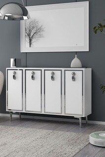 120x75x29.6 cm, Alb;Argintiu