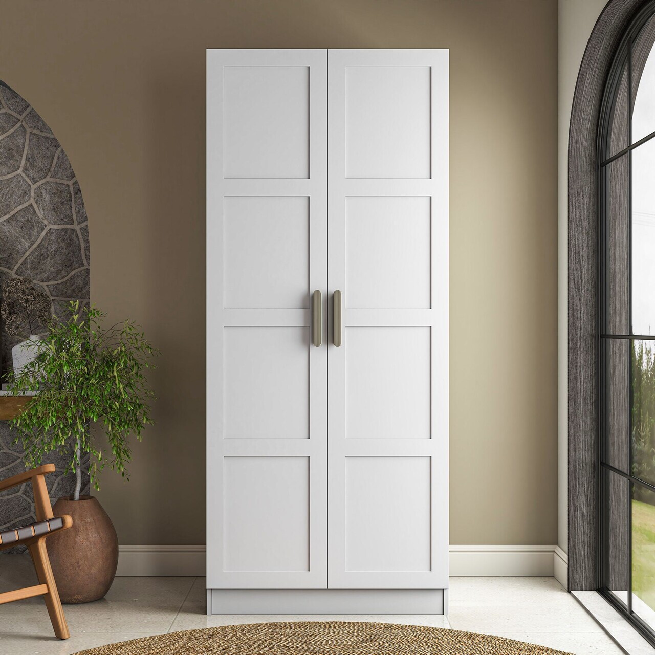 Dulap pentru haine, Hanah Home, BA224, 90x210x57.5 cm, PAL melaminat, Alb - view 2