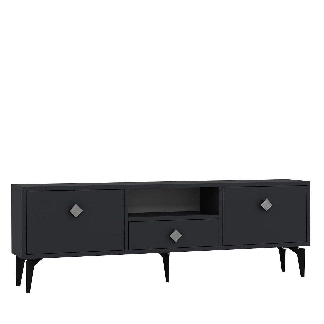 Comoda TV, Hanah Home, 1304-DROP-1, 140x49x30 cm, PAL , Antracit / Argintiu - view 4