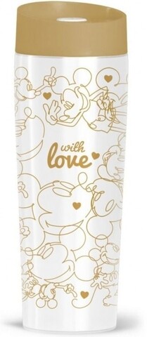 Cana termos minnie   mickey with love, disney, 400 ml, inox, bej