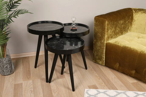 Set masute 3 piese, Kate, Call, Negru Kate