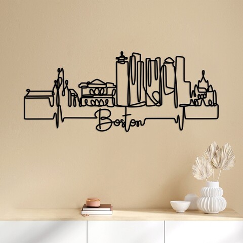 Decoratiune de perete, boston, metal, grosime: 2 mm, negru