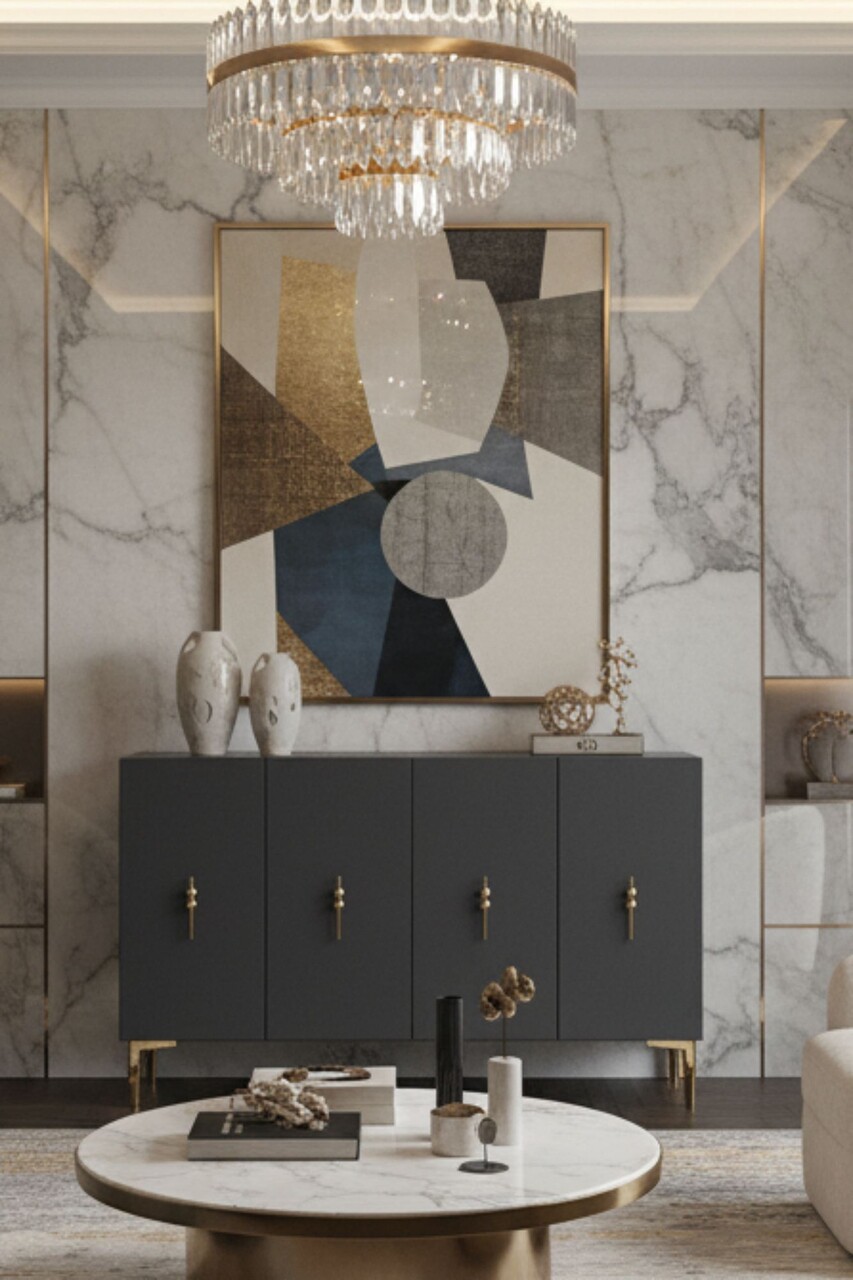 Consola, Hanah Home, Salkım 120, 120x79x32 cm, Antracit / Aur - view 2