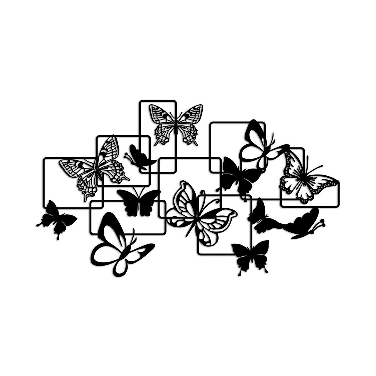 Decoratiune de perete, Butterflies, 70 x 40 cm, Negru — imaginea 5