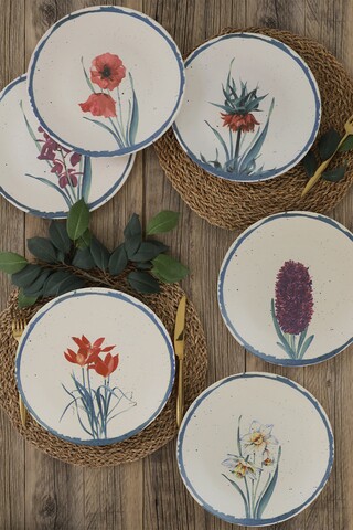 Set 6 farfurii intinse ST040406F022, Keramika, 25x25x2 cm, ceramica, multicolor Keramika