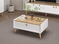 Masuta de cafea, Hanah Home, Mitra, 90x41x60 cm, Alb / Artizanal